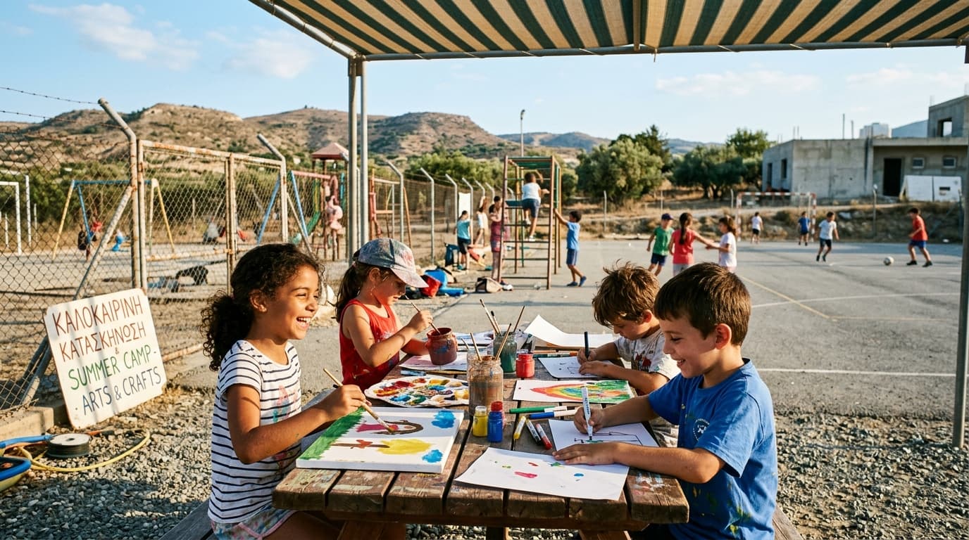 Children doing creative summer school activities in Paphos